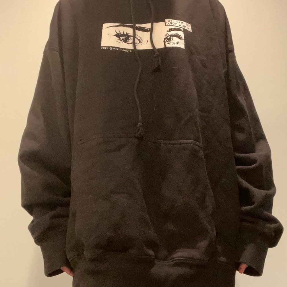 Brandy Melville Black Hoodie with Eye Graphic